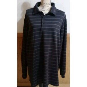 Slazenger Golf Polo Shirt Collared Long Sleeve Black Striped  Mens XXL Logo